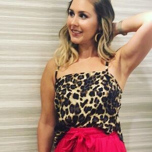 Nation LTD Leopard Spaghetti Strap Top